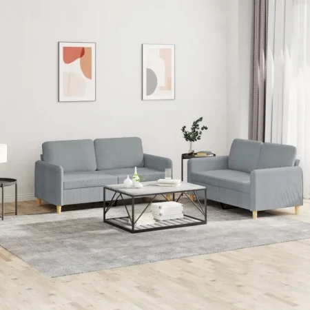Set of sofas with 2 light gray fabric cushions by , Sofas - Ref: Foro24-3202086, Price: 424,72 €, Discount: %