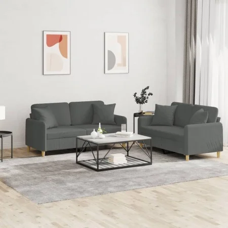 2-piece dark gray fabric sofa set with cushions by , Sofas - Ref: Foro24-3202103, Price: 455,02 €, Discount: %