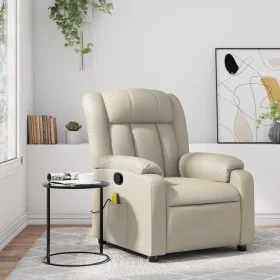 Reclining massage armchair in cream synthetic leather by , Armchairs - Ref: Foro24-373568, Price: 234,47 €, Discount: %