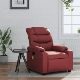Reclining massage armchair in synthetic red wine leather by , Armchairs - Ref: Foro24-374144, Price: 226,29 €, Discount: %