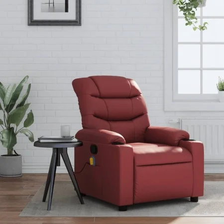 Reclining massage armchair in synthetic red wine leather by , Armchairs - Ref: Foro24-374144, Price: 227,46 €, Discount: %