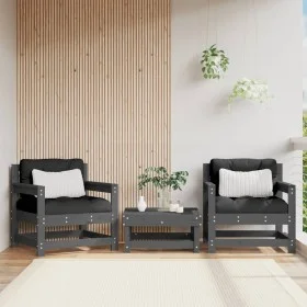 Garden armchairs, 2 units, solid gray pine wood by , Modular outdoor sofas - Ref: Foro24-825494, Price: 151,52 €, Discount: %