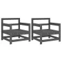 Sillones de jardín 2 unidades madera maciza de pino gris de , Sofás modulares de exterior - Ref: Foro24-825494, Precio: 151,5...