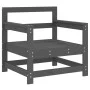 Garden armchairs, 2 units, solid gray pine wood by , Modular outdoor sofas - Ref: Foro24-825494, Price: 151,52 €, Discount: %