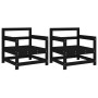 Garden armchairs, 2 units, solid black pine wood by , Modular outdoor sofas - Ref: Foro24-825496, Price: 122,55 €, Discount: %
