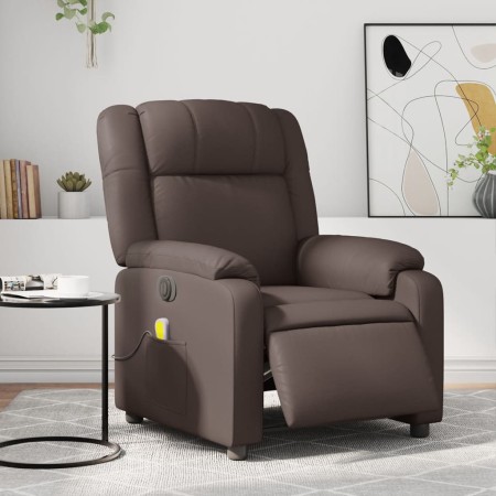 Sillón de masaje reclinable eléctrico cuero sintético marrón de , Sillones - Ref: Foro24-3205145, Precio: 280,84 €, Descuento: %