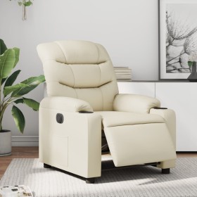 Sillón reclinable eléctrico de cuero sintético crema de , Sillones - Ref: Foro24-3206586, Precio: 260,33 €, Descuento: %