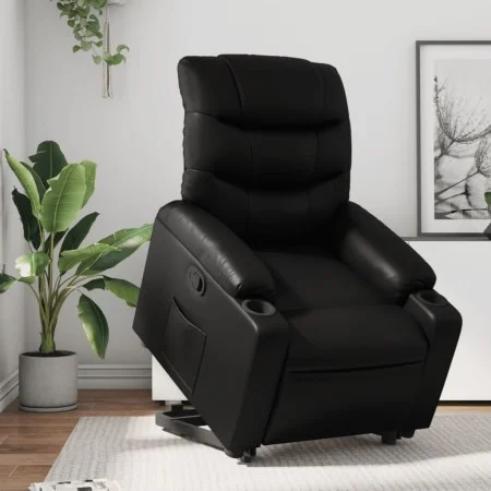 Sillón reclinable elevable cuero artificial negro de , Sillones - Ref: Foro24-3206599, Precio: 320,27 €, Descuento: %
