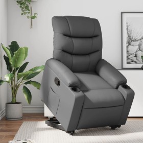 Sillón reclinable elevable cuero artificial gris de , Sillones - Ref: Foro24-3206602, Precio: 277,99 €, Descuento: %