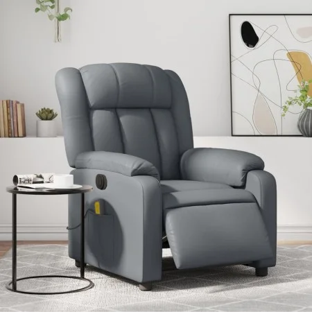 Sillón de masaje reclinable eléctrico cuero sintético gris de , Sillones - Ref: Foro24-3205260, Precio: 266,08 €, Descuento: %
