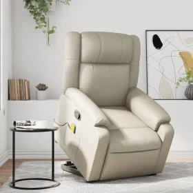Cream-colored artificial leather reclining massage chair with footrest. by , Armchairs - Ref: Foro24-3205158, Price: 365,70 €...