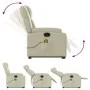 Cream-colored artificial leather reclining massage chair with footrest. by , Armchairs - Ref: Foro24-3205158, Price: 365,70 €...