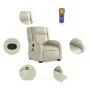 Cream-colored artificial leather reclining massage chair with footrest. by , Armchairs - Ref: Foro24-3205158, Price: 365,70 €...