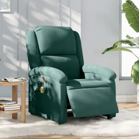 Dark green velvet electric massage recliner by , Armchairs - Ref: Foro24-3204291, Price: 259,28 €, Discount: %