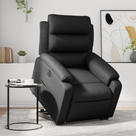 Sillón reclinable y elevable eléctrico cuero sintético negro