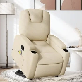 Cream-colored fabric reclining massage chair by , Armchairs - Ref: Foro24-3204389, Price: 311,67 €, Discount: %
