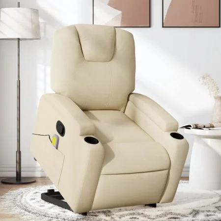 Silla de masaje reclinable de pie de tela color crema de , Sillones - Ref: Foro24-3204389, Precio: 311,58 €, Descuento: %