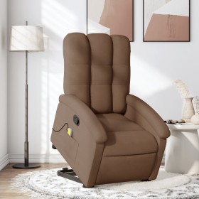 Reclining massage chair with brown fabric footrest by , Armchairs - Ref: Foro24-3204108, Price: 288,25 €, Discount: %