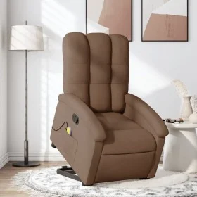 Reclining massage chair with brown fabric footrest by , Armchairs - Ref: Foro24-3204108, Price: 306,48 €, Discount: %