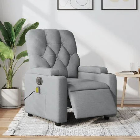 Sillón reclinable de masaje eléctrico tela gris claro de , Sillones - Ref: Foro24-3204698, Precio: 309,92 €, Descuento: %