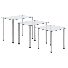 Stapelbare Tische 3 Einheiten aus transparentem gehärtetem Glas von vidaXL, Seitentische - Ref: Foro24-249528, Preis: 47,29 €...