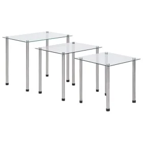 Stapelbare Tische 3 Einheiten aus transparentem gehärtetem Glas von vidaXL, Seitentische - Ref: Foro24-249528, Preis: 46,34 €...