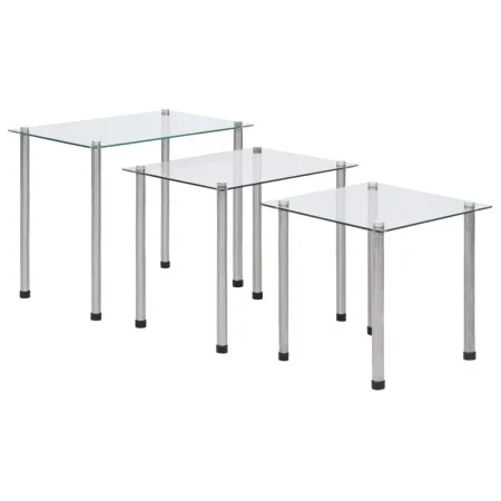 Stackable tables 3 units transparent tempered glass by vidaXL, Side tables - Ref: Foro24-249528, Price: 46,34 €, Discount: %