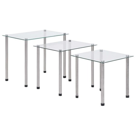 Stapelbare Tische 3 Einheiten aus transparentem gehärtetem Glas von vidaXL, Seitentische - Ref: Foro24-249528, Preis: 47,29 €...