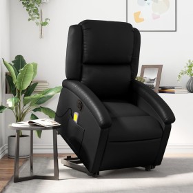 Sillón de masaje elevable eléctrico cuero sintético negro