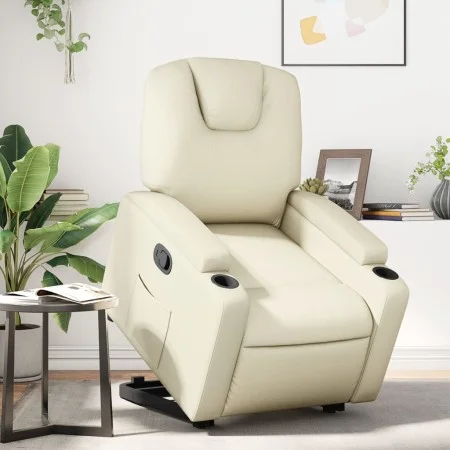 Cream-colored artificial leather reclining and lift chair by , Armchairs - Ref: Foro24-3204431, Price: 299,33 €, Discount: %