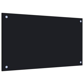 Protección salpicaduras cocina vidrio templado negro 70x40 cm