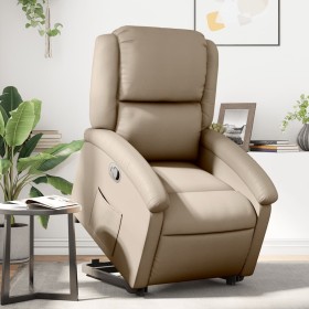 Sillón reclinable elevable cuero artificial color capuchino de , Sillones - Ref: Foro24-3204232, Precio: 291,67 €, Descuento: %