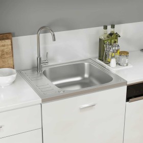 Fregadero de cocina con escurridor acero inox 600x500x155 mm