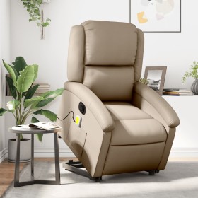 Reclining electric massage armchair in synthetic cappuccino leather by , Armchairs - Ref: Foro24-3204253, Price: 335,92 €, Di...