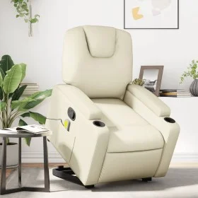 Sillón reclinable de masaje de pie cuero artificial color crema de , Sillones - Ref: Foro24-3204438, Precio: 316,83 €, Descue...