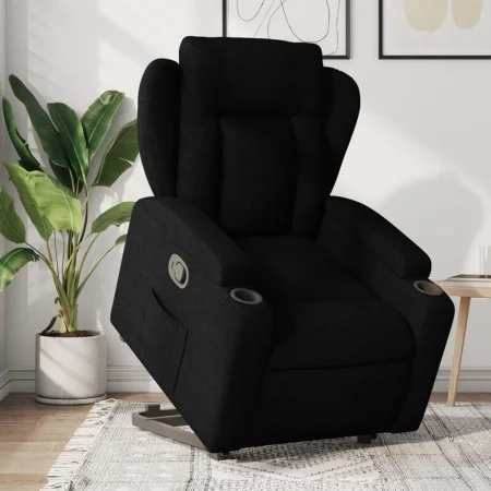 Sillón reclinable elevable tela negro de , Sillones - Ref: Foro24-3204484, Precio: 299,38 €, Descuento: %