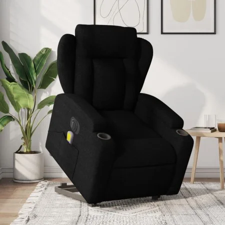 Sillón de masaje eléctrico reclinable elevable tela negro de , Sillones - Ref: Foro24-3204520, Precio: 368,25 €, Descuento: %