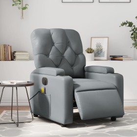 Reclining electric massage armchair in gray synthetic leather by , Armchairs - Ref: Foro24-3204768, Price: 275,37 €, Discount: %