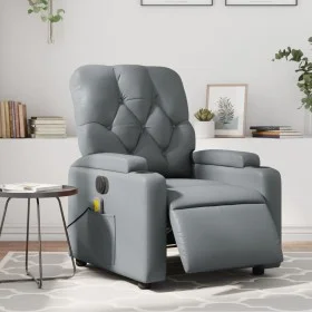 Reclining electric massage armchair in gray synthetic leather by , Armchairs - Ref: Foro24-3204768, Price: 265,68 €, Discount: %