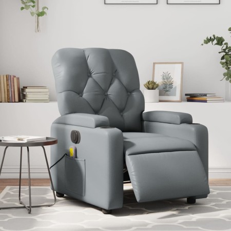 Reclining electric massage armchair in gray synthetic leather by , Armchairs - Ref: Foro24-3204768, Price: 275,13 €, Discount: %