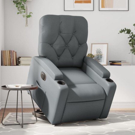 Sillón reclinable elevable eléctrico de cuero sintético gris de , Sillones - Ref: Foro24-3204789, Precio: 312,52 €