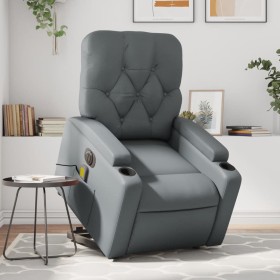 Sillón de masaje elevable eléctrico cuero sintético gris