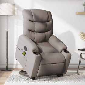 Liftable massage recliner taupe gray fabric by , Armchairs - Ref: Foro24-3206661, Price: 309,43 €, Discount: %