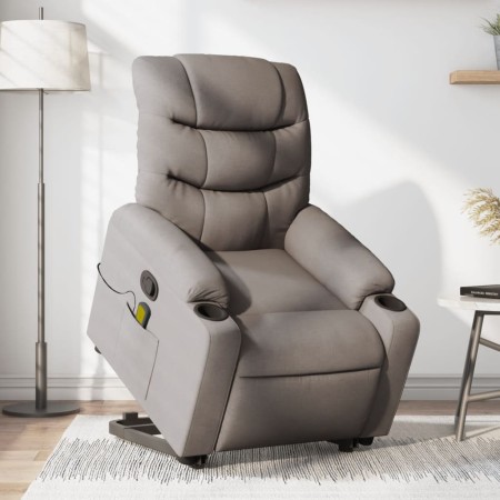 Liftable massage recliner taupe gray fabric by , Armchairs - Ref: Foro24-3206661, Price: 311,42 €, Discount: %