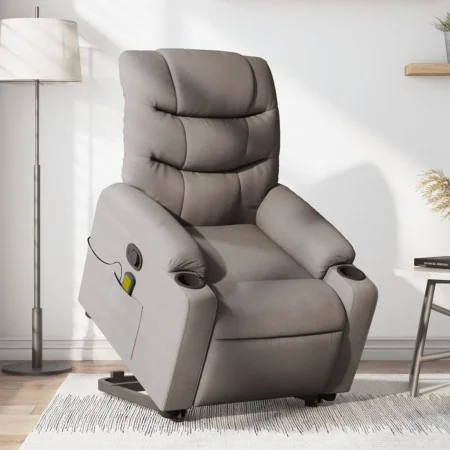 Liftable massage recliner taupe gray fabric by , Armchairs - Ref: Foro24-3206661, Price: 332,18 €, Discount: %