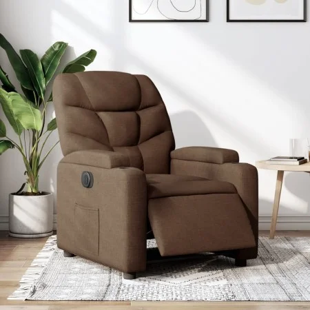 Sillón reclinable eléctrico de tela marrón de , Sillones - Ref: Foro24-3204576, Precio: 249,08 €, Descuento: %