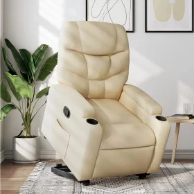 Sillón reclinable elevable de tela color crema de , Sillones - Ref: Foro24-3204605, Precio: 282,43 €, Descuento: %