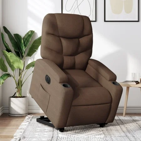 Sillón eléctrico reclinable elevable de tela marrón de , Sillones - Ref: Foro24-3204624, Precio: 332,96 €, Descuento: %