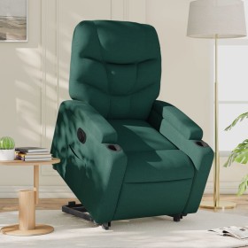 Sillón eléctrico reclinable elevable de tela verde oscuro