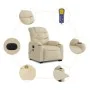 Sillón de masaje eléctrico reclinable elevable tela crema de , Sillones - Ref: Foro24-3206680, Precio: 394,84 €, Descuento: %
